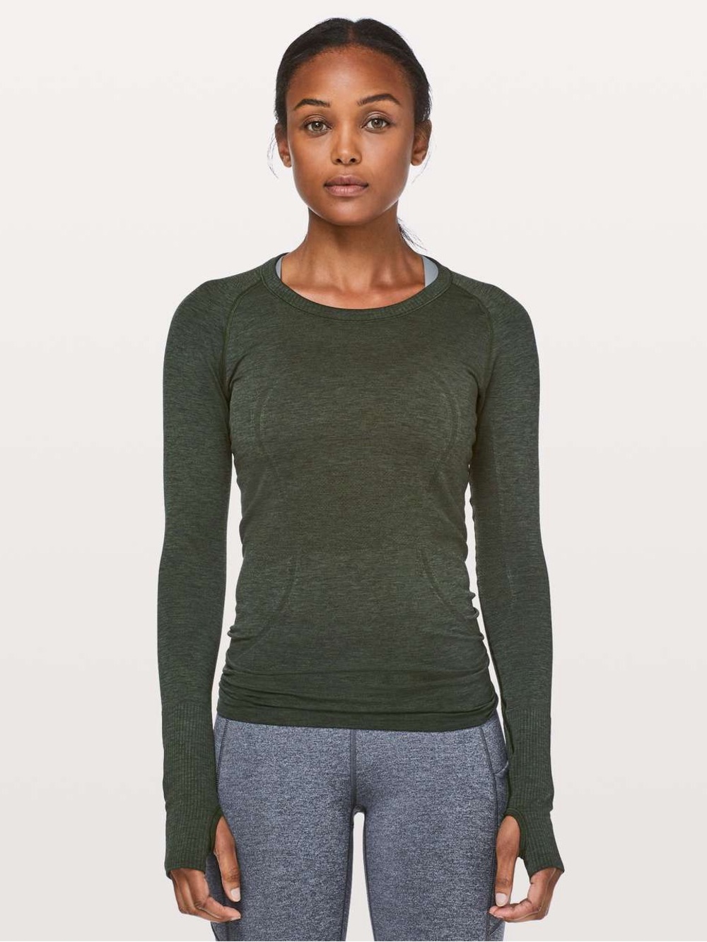 Lululemon Swiftly Tech Long Sleeve Crew Olive Green Size 4 Thumbholes